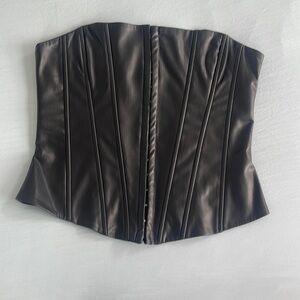 zara black leather corset size small